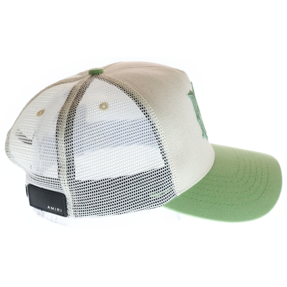 AMIRI(アミリ) 24SS MA EMBROIDERED COTTON CAP ロゴ刺繍 コットン メッシュ ベースボールゃップ ライトグリーン SRAMHATR1002SMRBC014