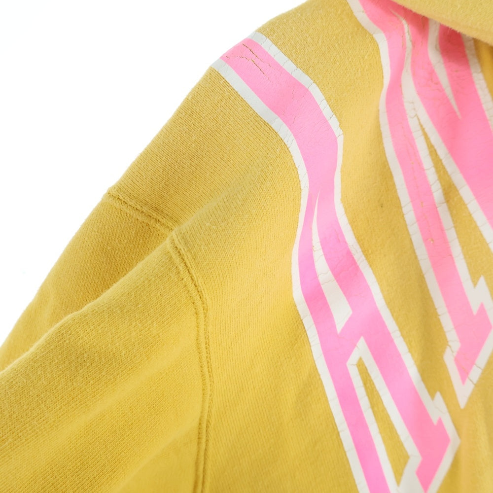 MAISON MIHARAYASUHIRO(メゾンミハラヤスヒロ) SHIRT BACK HOODIE フロントプリント 再構築 ヴィンテージ加工 プルオーバーパーカー フーディー イエロー A07HD581