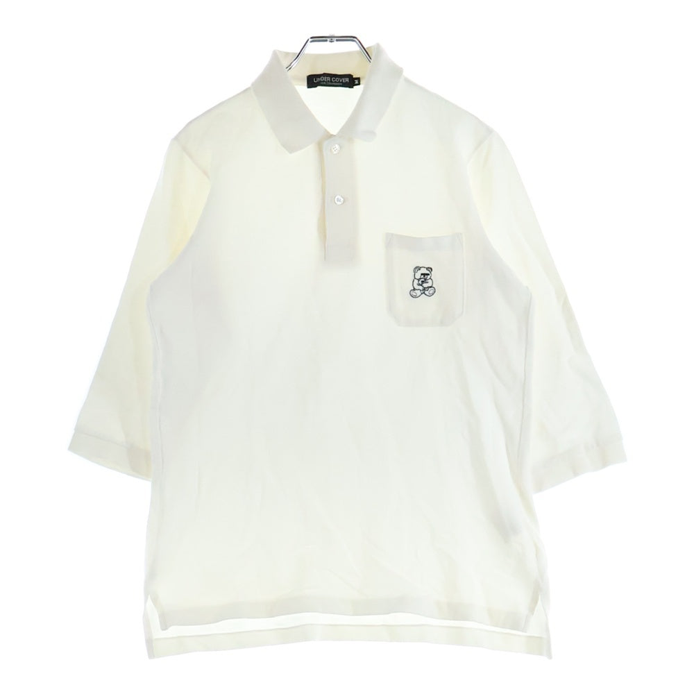 UNDERCOVER(アンダーカバー) フロントポケット ロゴ刺繍 長袖ポロシャツ ホワイト B9817