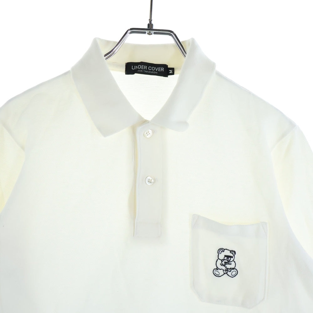 UNDERCOVER(アンダーカバー) フロントポケット ロゴ刺繍 長袖ポロシャツ ホワイト B9817