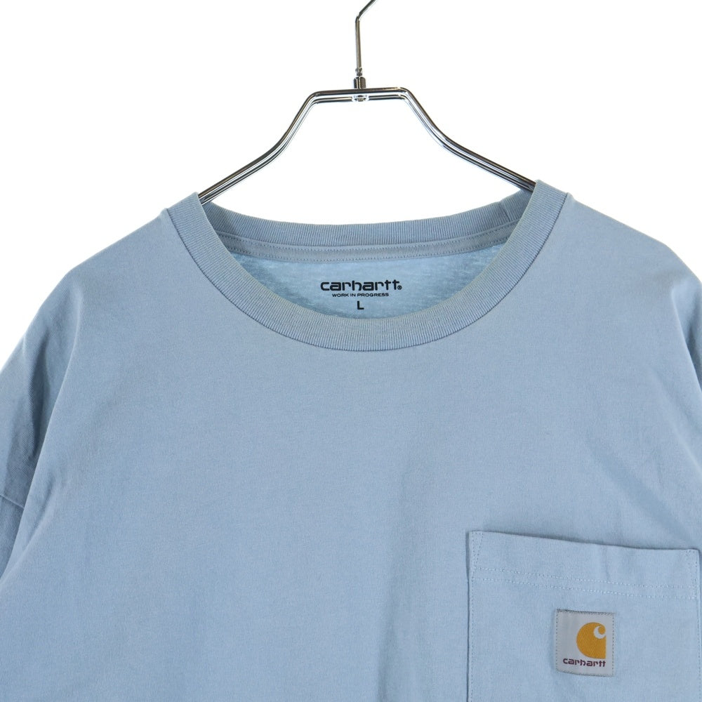CARHARTT(カーハート) ロゴ刺繍 ポケット 長袖Tシャツカットソー スカイブルー A17207.0F4.00.03