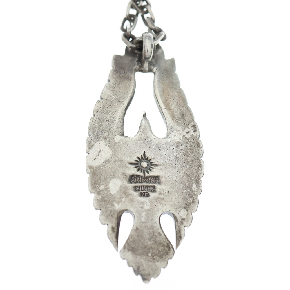 ARIZONA FREEDOM(アリゾナフリーダム) T-72/Pa-16 K18 太陽神付き カラーストーン ターコイズ イーグル ペンダントトップ 唐草 Tバーネックレスチェーン シルバー/ゴールド