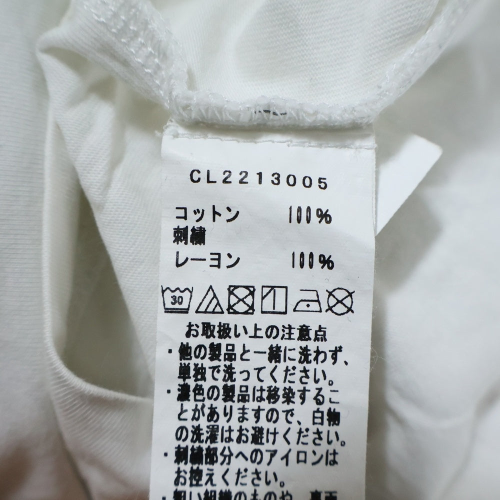 NO BRAND(ノーブランド) カヌレボレンテ フロント 刺繍 プリント クルーネック 半袖Tシャツ カットソー ホワイト