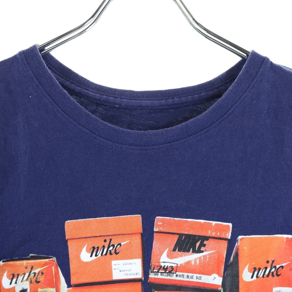 NIKE(ナイキ) フロント シューボックス プリント クルーネック 半袖 Tシャツ カットソー ネイビー