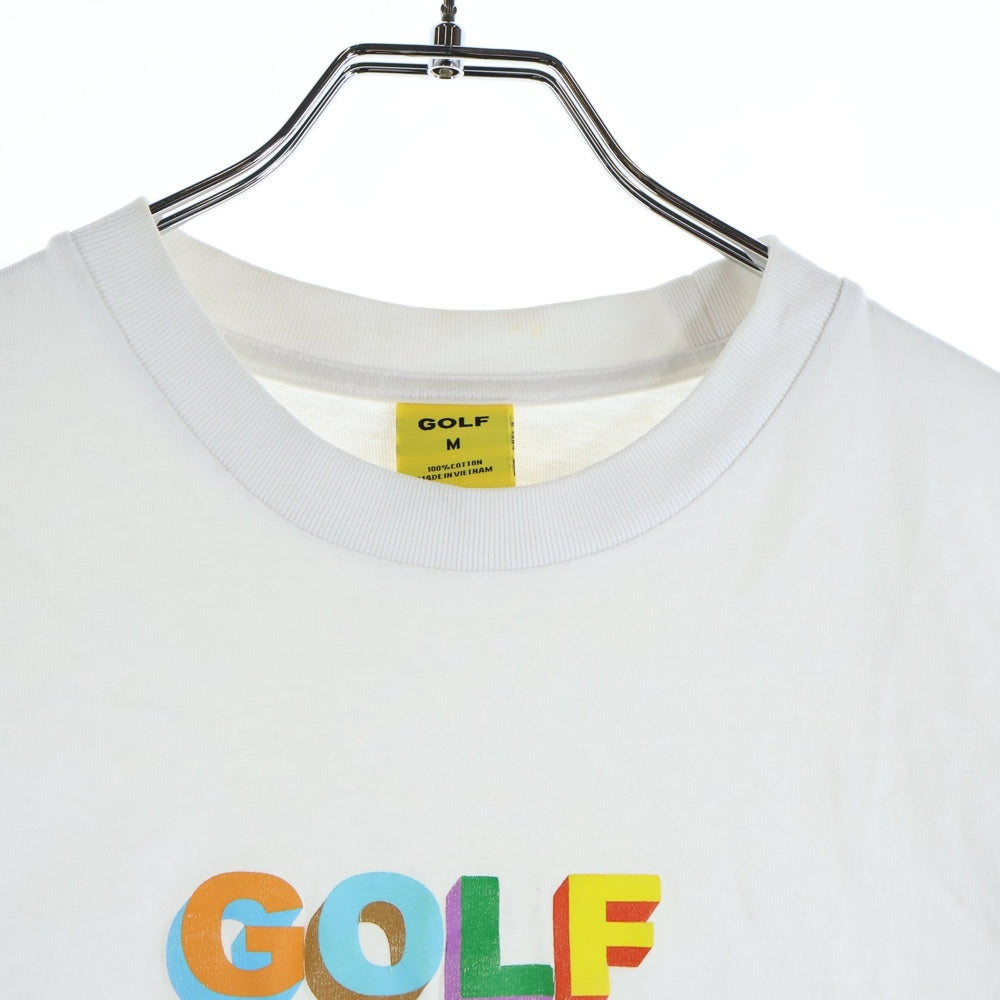 GOLF WANG(ゴルフワン) ロゴ 発砲プリント クルーネック 半袖Tシャツ カットソー ホワイト