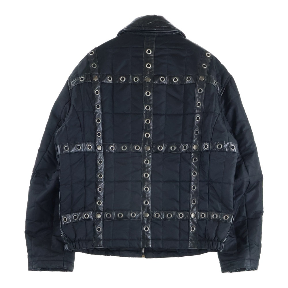 YOSHIYUKI KONISHI(ヨシユキコニシ) カウレザー切り替え キルティング ナイロンジャケット ブラック YPDV-04