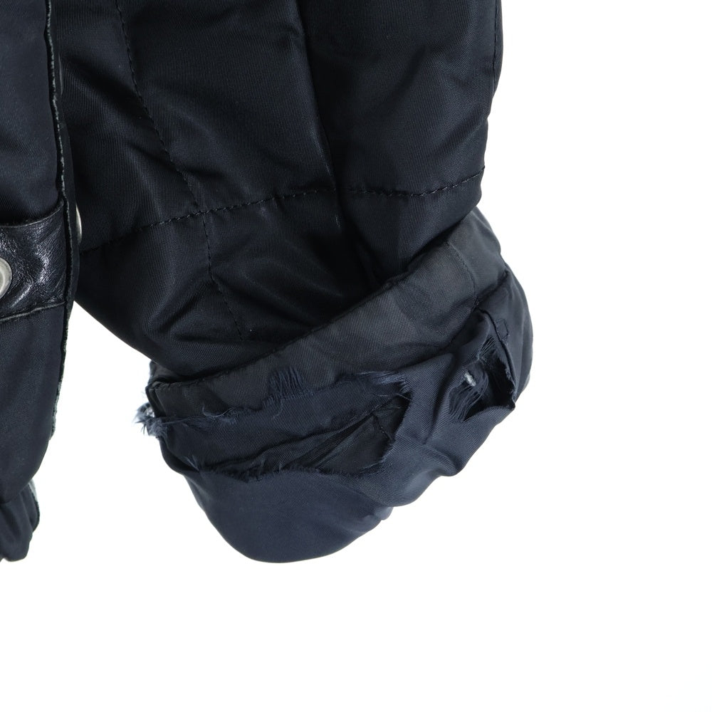 YOSHIYUKI KONISHI(ヨシユキコニシ) カウレザー切り替え キルティング ナイロンジャケット ブラック YPDV-04