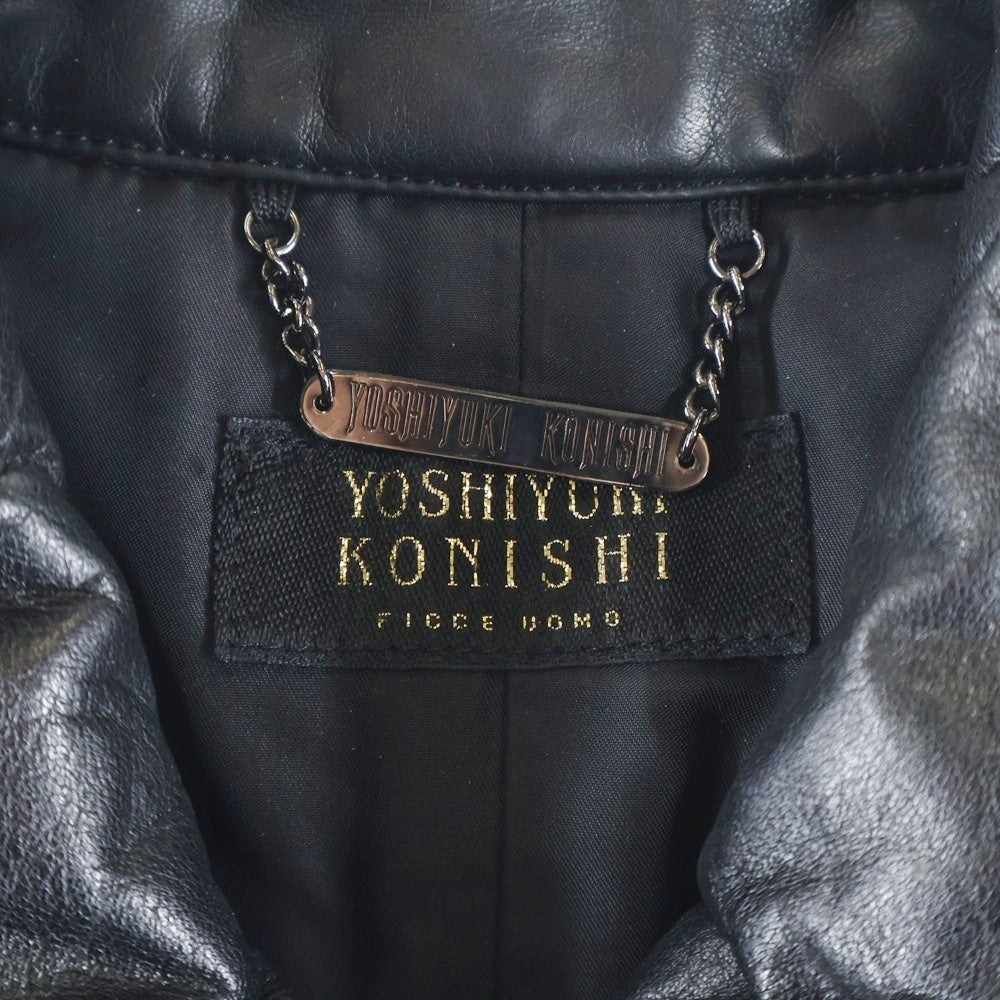 YOSHIYUKI KONISHI(ヨシユキコニシ) カウレザー切り替え キルティング ナイロンジャケット ブラック YPDV-04