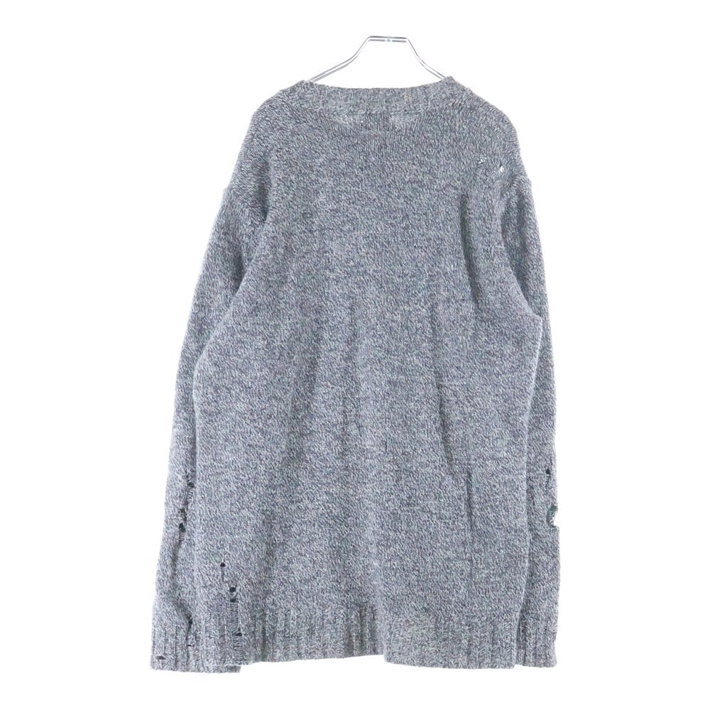 DIESEL(ディーゼル) クラッシュ加工 ダメージ クルーネック アルパカニットセーター グレー