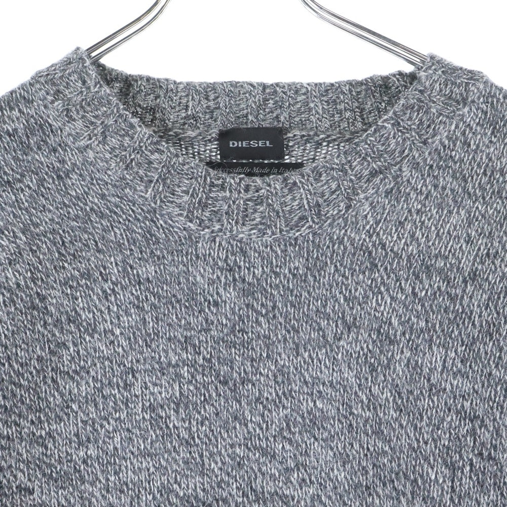 DIESEL(ディーゼル) クラッシュ加工 ダメージ クルーネック アルパカニットセーター グレー
