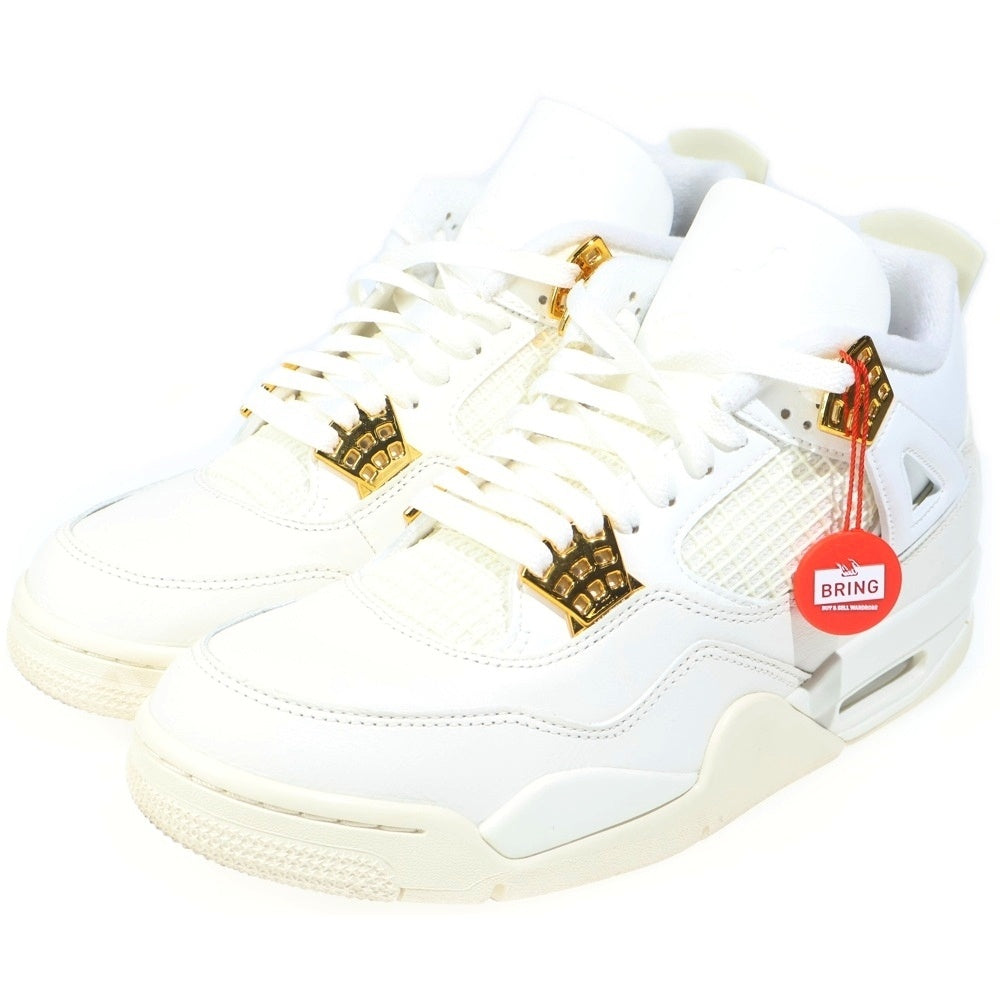NIKE(ナイキ) WMNS AIR JORDAN 4 RETRO WHITE & GOLD ウィメンズ エア ジョーダン 4 レトロ ハイカットスニーカー ホワイト/ゴールド US11/28cm AQ9129-170 レディース
