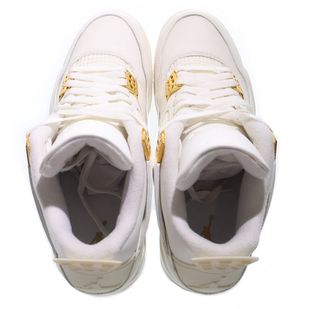 NIKE(ナイキ) WMNS AIR JORDAN 4 RETRO WHITE & GOLD ウィメンズ エア ジョーダン 4 レトロ ハイカットスニーカー ホワイト/ゴールド US11/28cm AQ9129-170 レディース