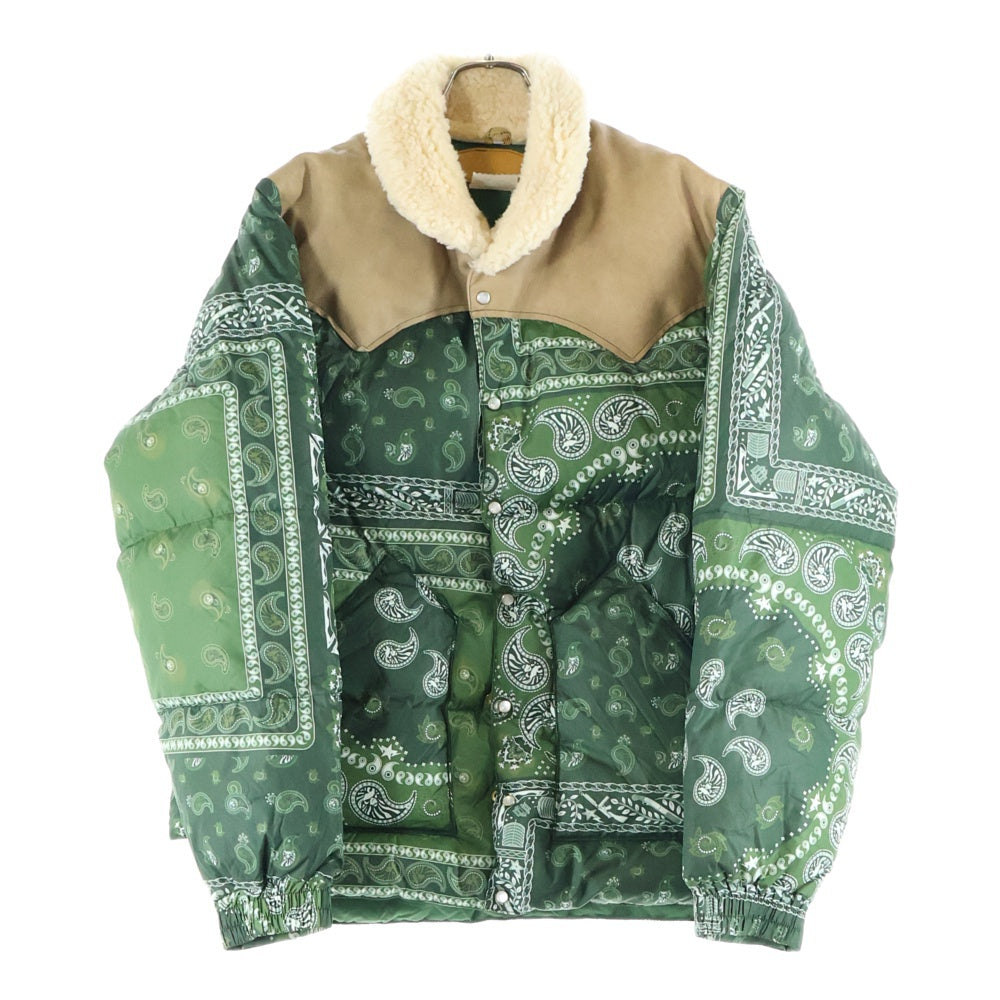 BAPE BY A BATHING APE(ベイプ ア ベイシング エイプ) 20AW × Rocky Mountain Featherbed Down Jacket ロッキーマウンテンフェザーベッド ペイズリー レザー ダウンジャケット