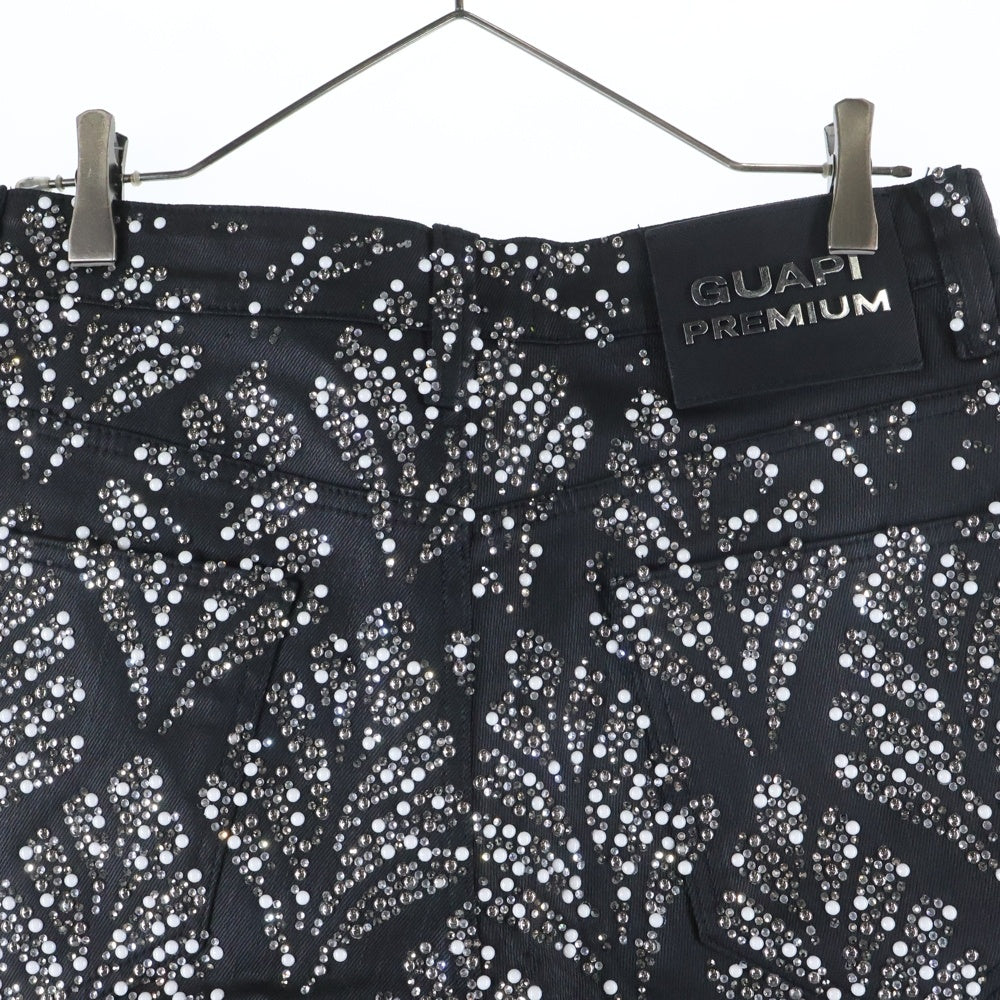 GUAPI(グアピ) ラインストーン デニム ハーフパンツ ブラック