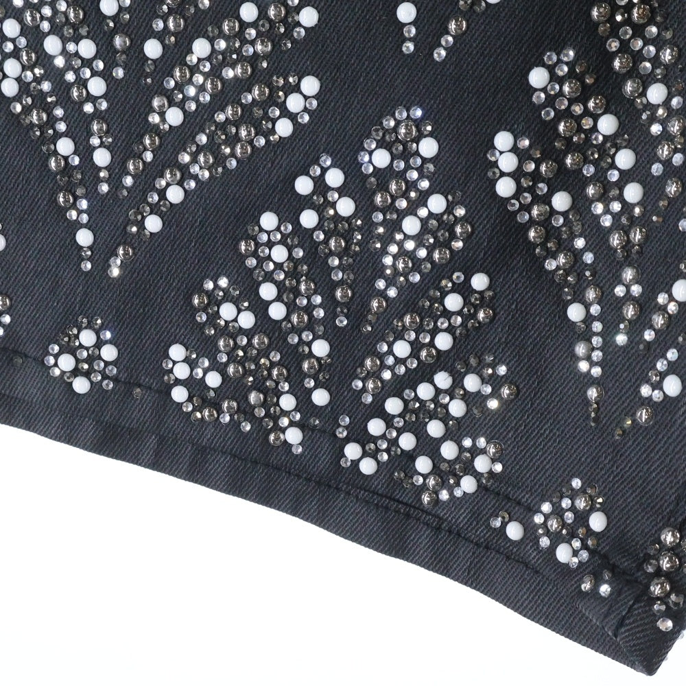 GUAPI(グアピ) ラインストーン デニム ハーフパンツ ブラック