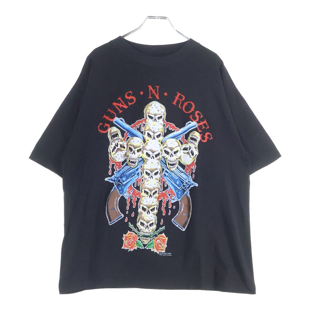 VINTAGE(ヴィンテージ) 90s GUNS N' ROSES SCULL CROSS ガンズアンドローゼス ツアー 両面プリント 半袖Tシャツ カットソー ブラック