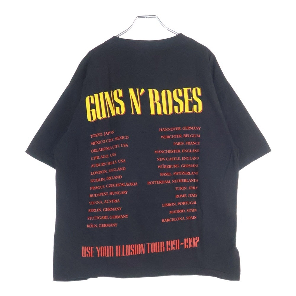 VINTAGE(ヴィンテージ) 90s GUNS N' ROSES SCULL CROSS ガンズアンドローゼス ツアー 両面プリント 半袖Tシャツ カットソー ブラック