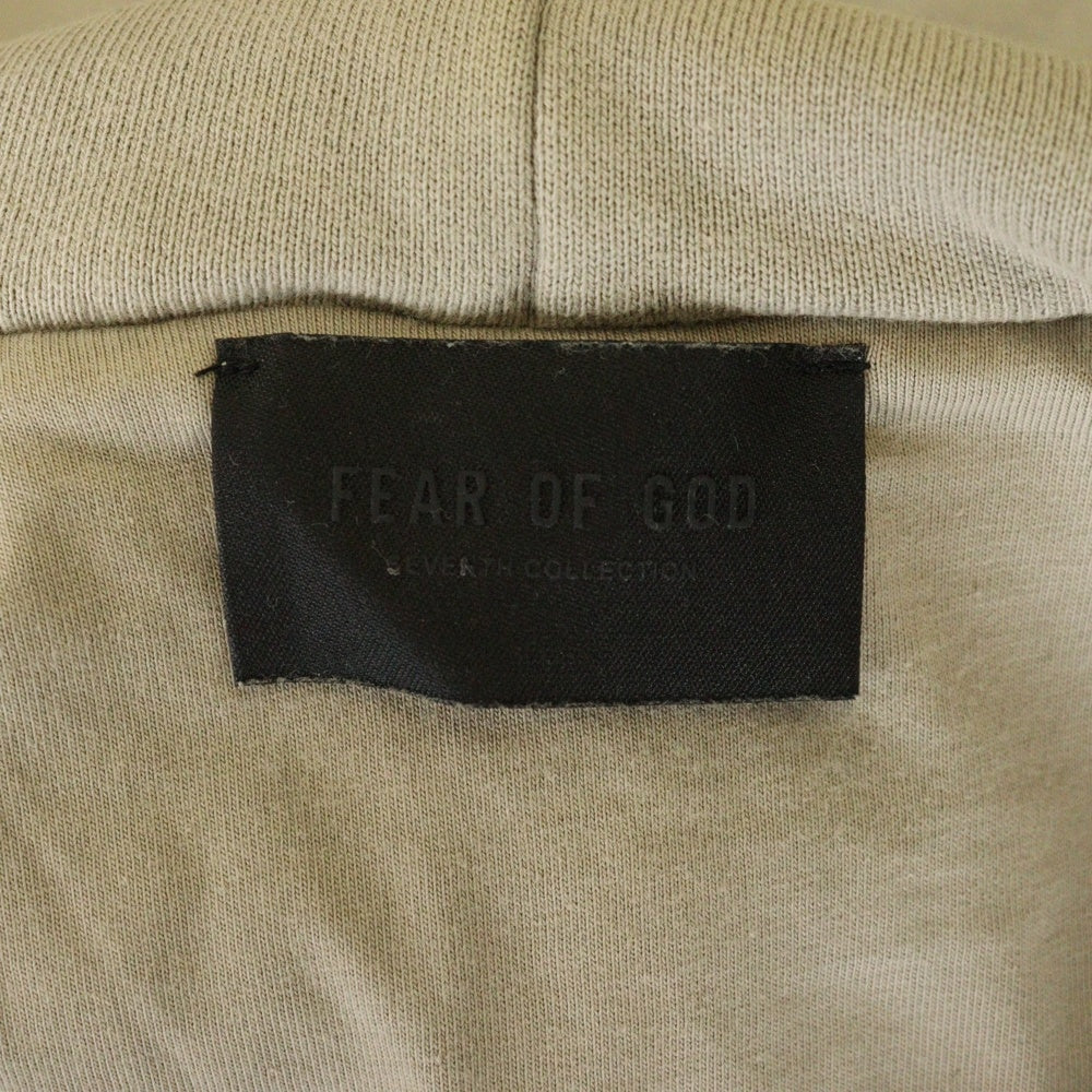 FEAR OF GOD ESSENTIALS(フィアオブゴッド エッセンシャルズ) 21AW Half Zip Hoodie ロゴ ハーフジップフーディー プルオーバーパーカー ベージュ FG50-021