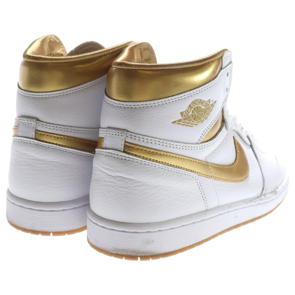 NIKE(ナイキ) WMNS AIR JORDAN 1 RETRO HIGH OG METALLIC GOLD ウィメンズ エアジョーダン1 レトロ ハイ OG ハイカットスニーカー ホワイト/ゴールド US9.5/26.5cm FD2596-107 レディース