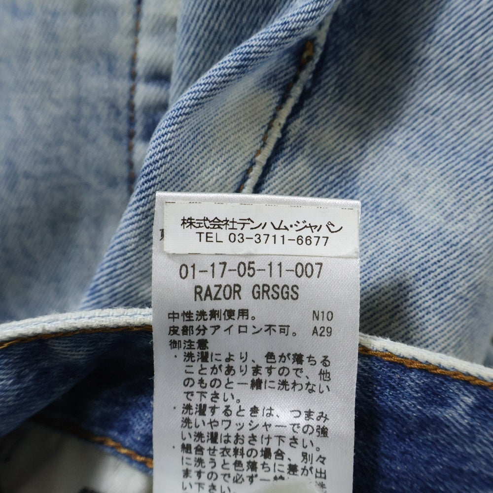DENHAM(デンハム) RAZOR GRESGS ダメージ加工 ストレートデニムパンツ インディゴ 01-17-05-11-007