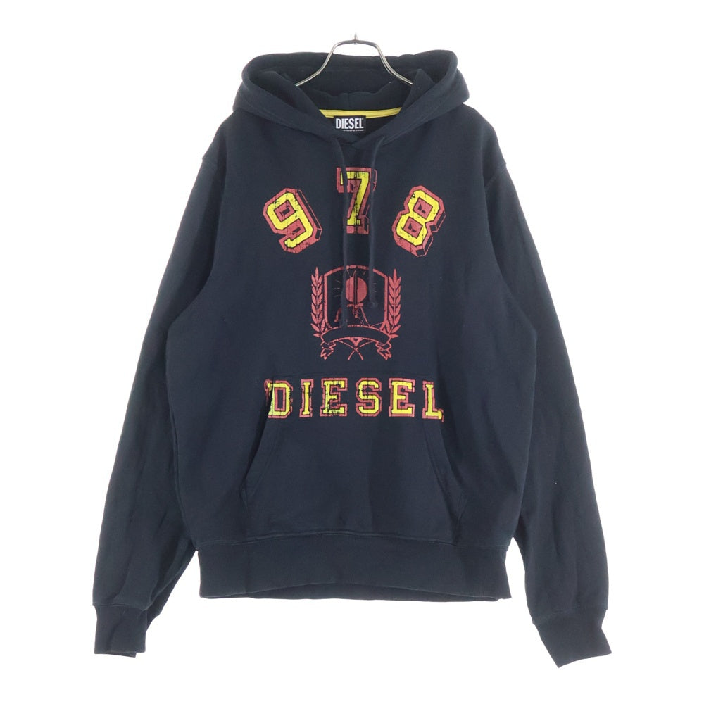 DIESEL(ディーゼル) フロントロゴプリント プルオーバーパーカー フーディー ブラック