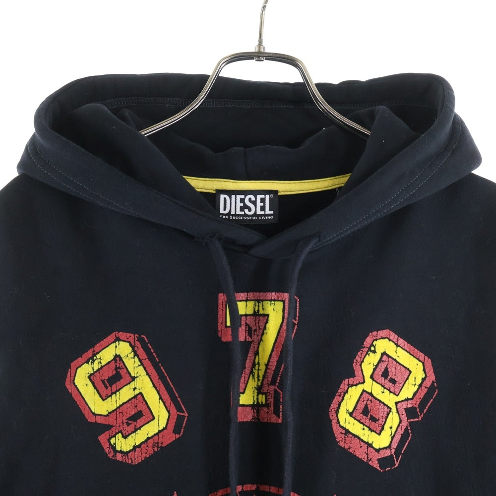 DIESEL(ディーゼル) フロントロゴプリント プルオーバーパーカー フーディー ブラック