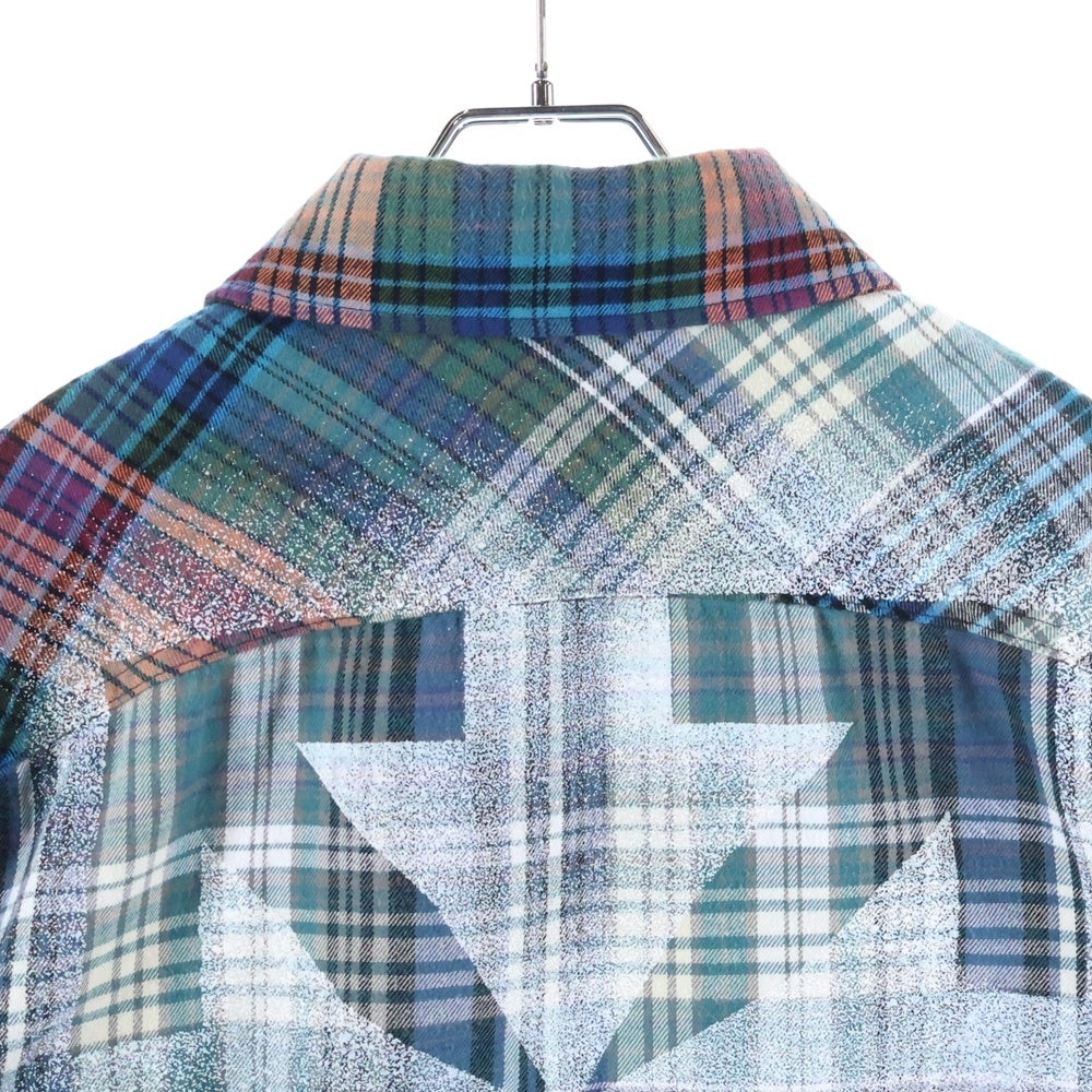 OFF-WHITE(オフホワイト) 20AW STENCIL FLANNEL CHECK SHIRT チェック総柄 バックスプレーロゴプリント フランネル 長袖シャツ マルチ OMGA133E20FAB001