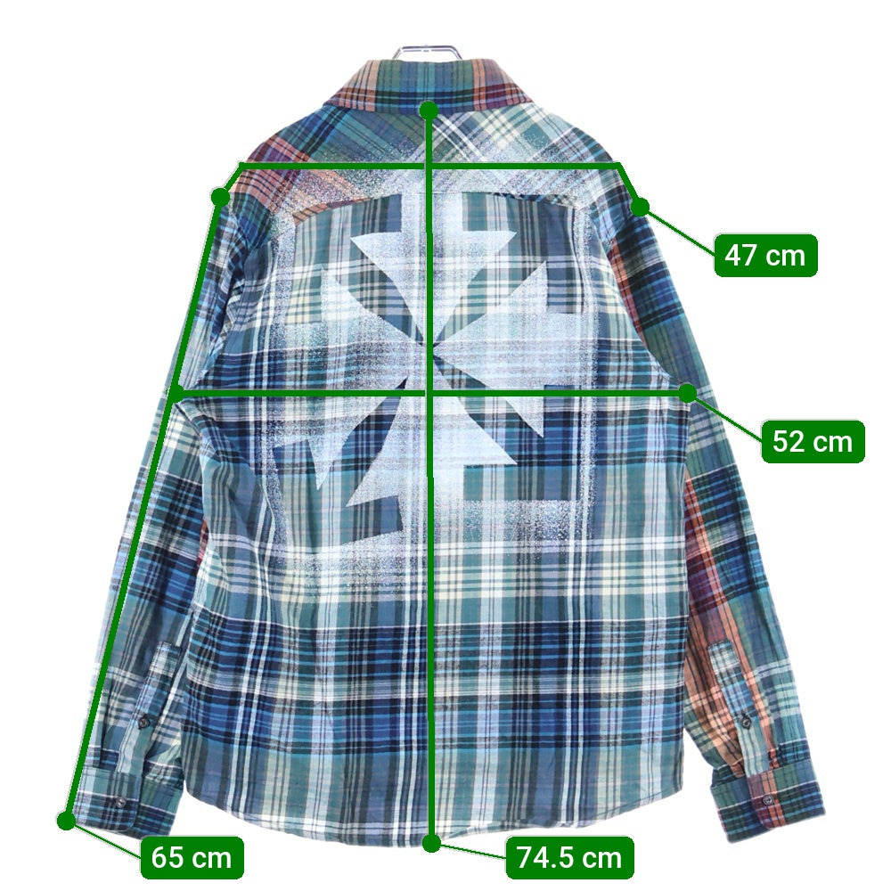 OFF-WHITE(オフホワイト) 20AW STENCIL FLANNEL CHECK SHIRT チェック総柄 バックスプレーロゴプリント フランネル 長袖シャツ マルチ OMGA133E20FAB001