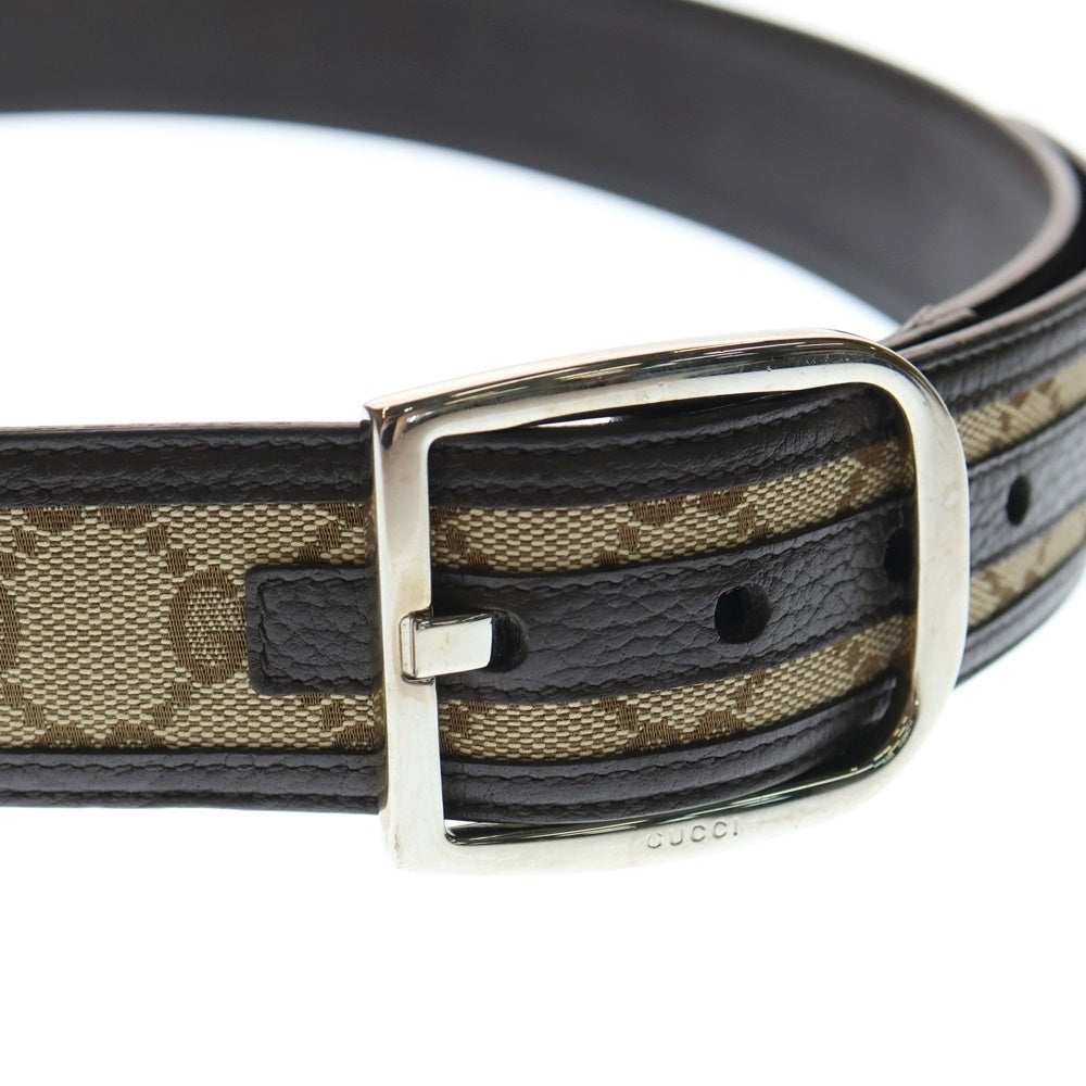 GUCCI(グッチ) GGキャンバス 切替 ベルト ブラウン 449716