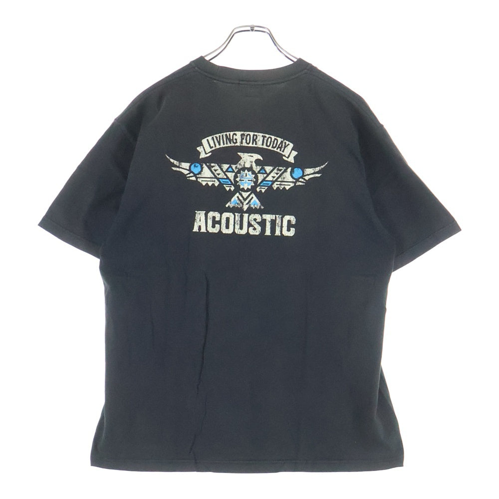 ACOUSTIC(アコースティック) 両面プリント 半袖Tシャツ カットソー ブラック