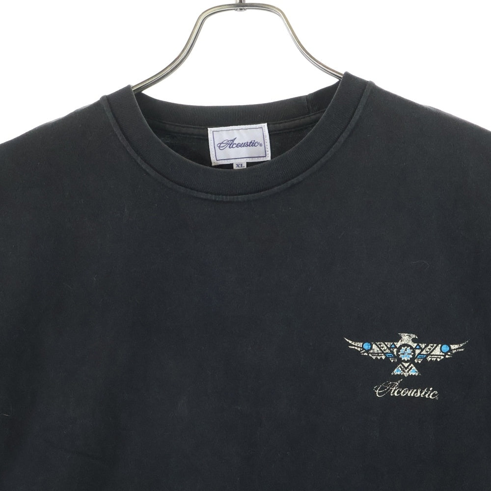 ACOUSTIC(アコースティック) 両面プリント 半袖Tシャツ カットソー ブラック
