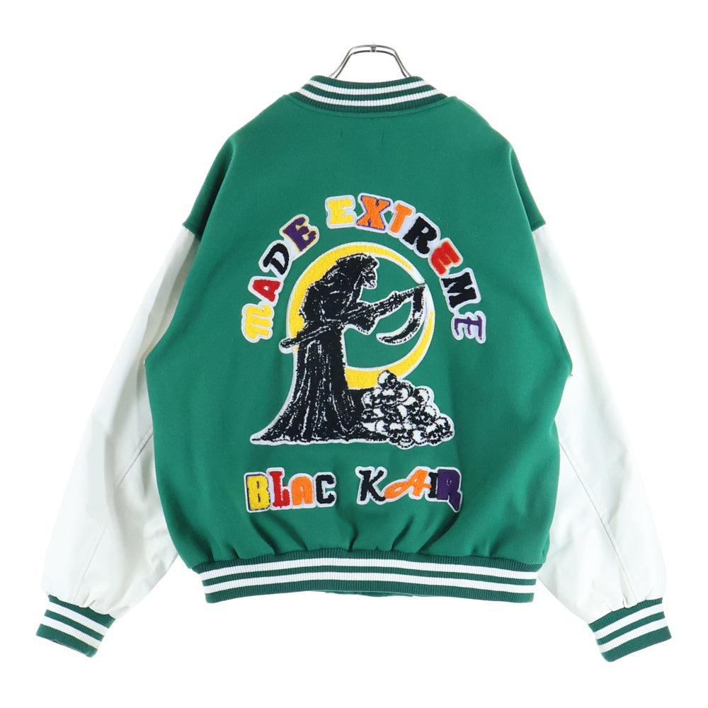 NO BRAND(ノーブランド) BLACK AIR Embroidery スカル パッチ スタジャン グリーン