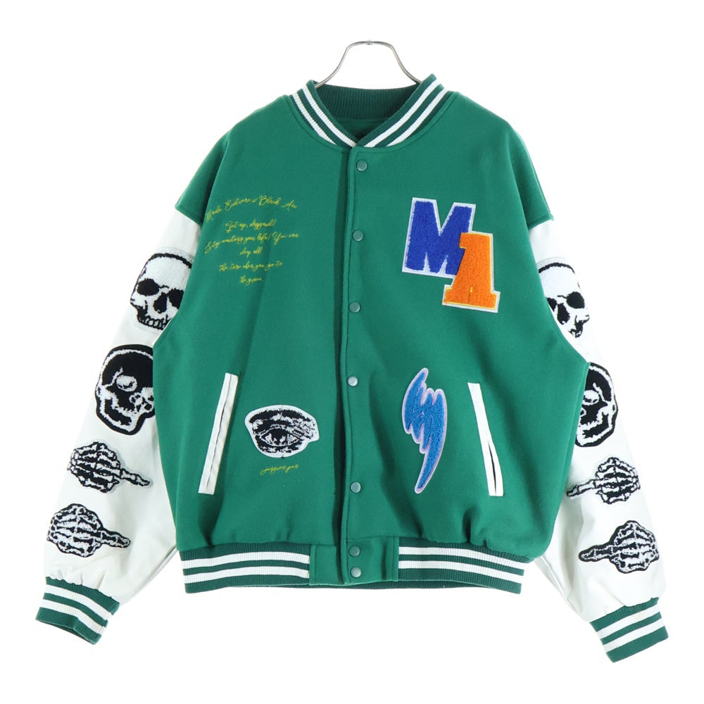 NO BRAND(ノーブランド) BLACK AIR Embroidery スカル パッチ スタジャン グリーン