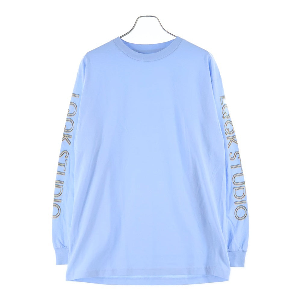 LQQK STUDIO(ルックスタジオ) POWDER BLUE L/S TEE パウダーブルー アームロゴ クルーネック ロングスリーブ 長袖Tシャツ カットソー ブルー