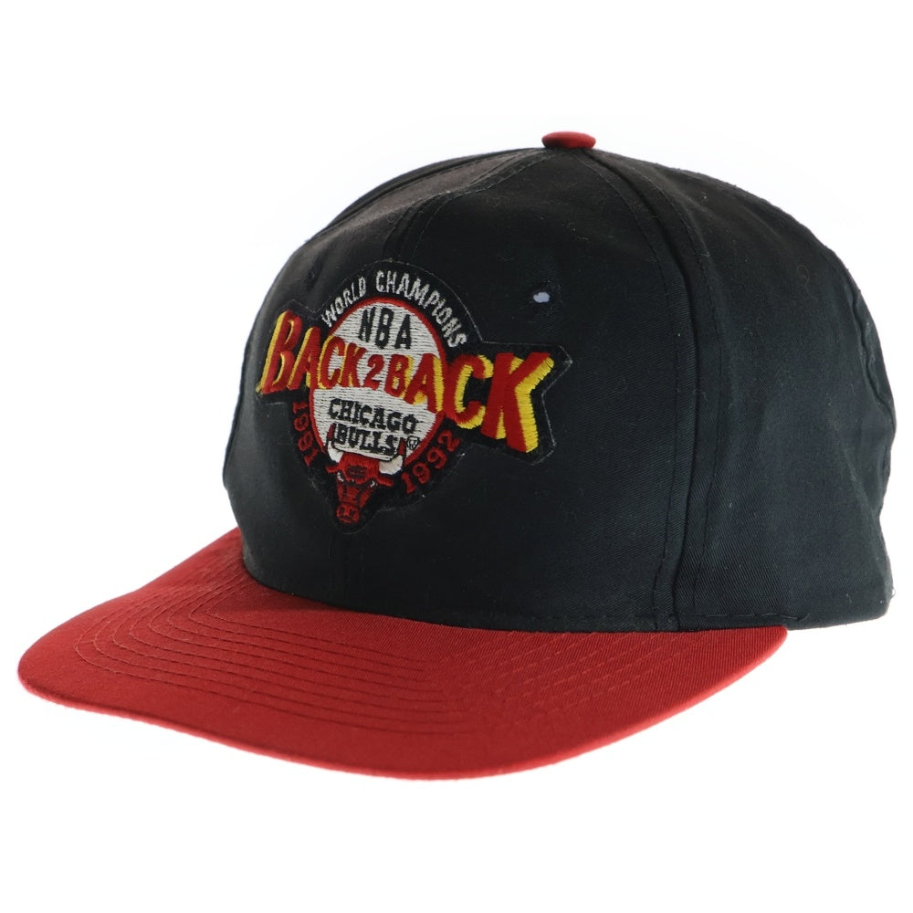 VINTAGE(ヴィンテージ) 90s VINTAGE Twins Enterprise Chicago Bulls NBA World Champions Fan Cap シカゴブルズ NBA ワールドチャンピオンズ ロゴ刺繍 ベースボールキャップ