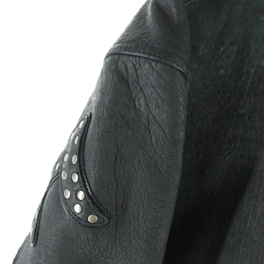 SUPREME(シュプリーム) 21AW Pebbled Leather Varsity Jacket ロゴパッチ レザージャケット ブラック