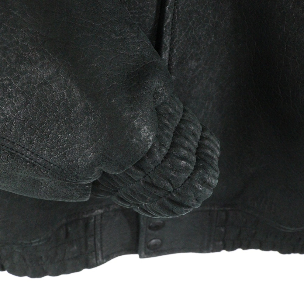 SUPREME(シュプリーム) 21AW Pebbled Leather Varsity Jacket ロゴパッチ レザージャケット ブラック