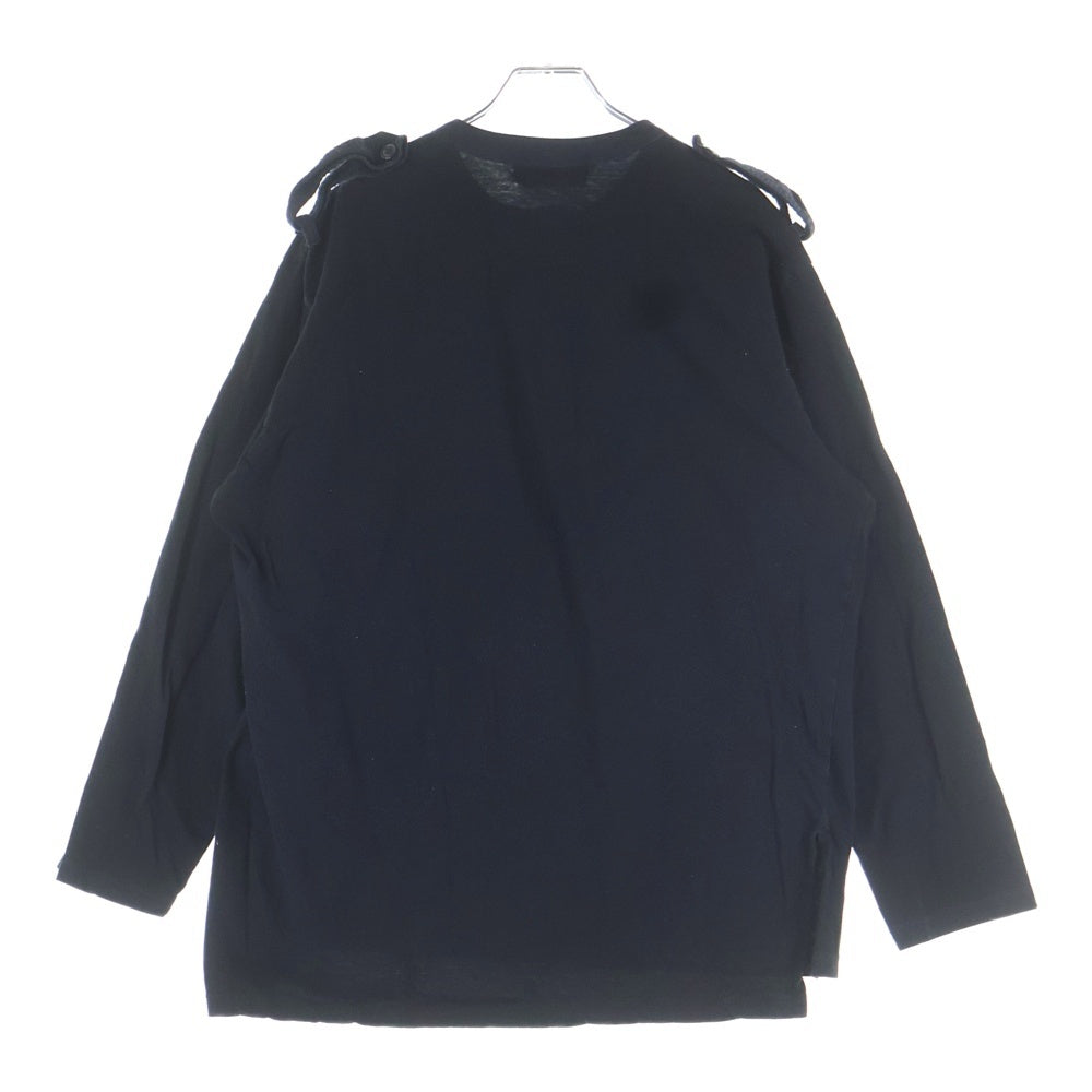WILDSIDE YOHJI YAMAMOTO(ワイルドサイド ヨウジ ヤマモト) Cotton Jersey Shoulder Strap Henley Neck Long Sleeve Tee コットンジャージ ショルダーストラップ ヘンリーネック 長袖Tシャツ WE-T12-002