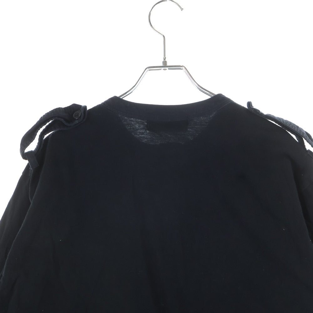 WILDSIDE YOHJI YAMAMOTO(ワイルドサイド ヨウジ ヤマモト) Cotton Jersey Shoulder Strap Henley Neck Long Sleeve Tee コットンジャージ ショルダーストラップ ヘンリーネック 長袖Tシャツ WE-T12-002