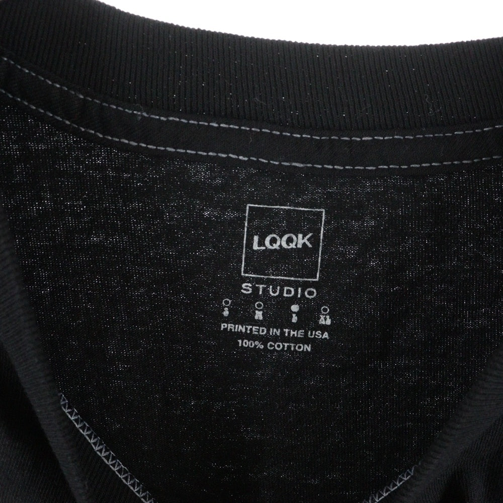 LQQK STUDIO(ルックスタジオ) COTTON S/S TEE フロントロゴ クルーネック 半袖 Tシャツ カットソー ブラック