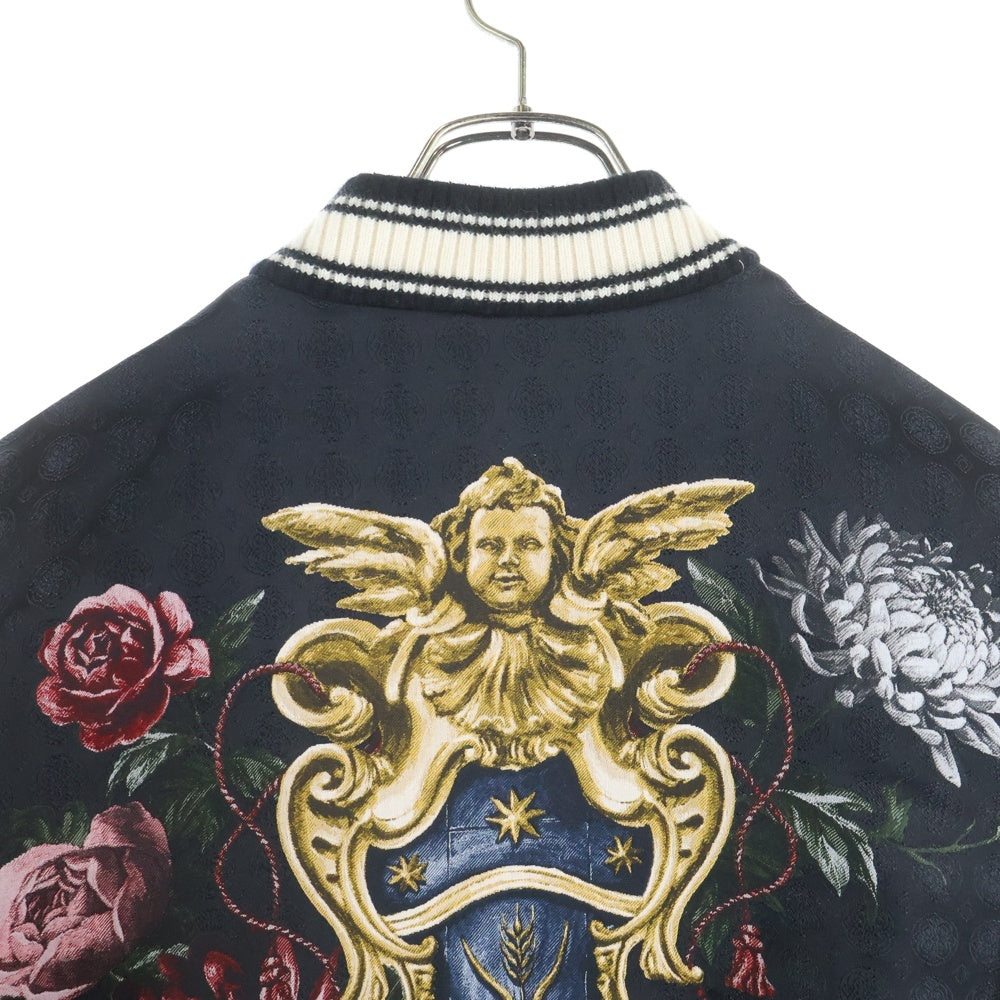 DOLCE & GABBANA(ドルチェアンドガッバーナ) 19AW Angel Crown Bomber Jacket エンジェル クラウン プリント 裏地キルティング ボンバージャケット バーシティジャケット ブラック G9MP8T HPM9L