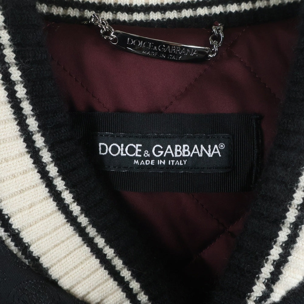 DOLCE & GABBANA(ドルチェアンドガッバーナ) 19AW Angel Crown Bomber Jacket エンジェル クラウン プリント 裏地キルティング ボンバージャケット バーシティジャケット ブラック G9MP8T HPM9L