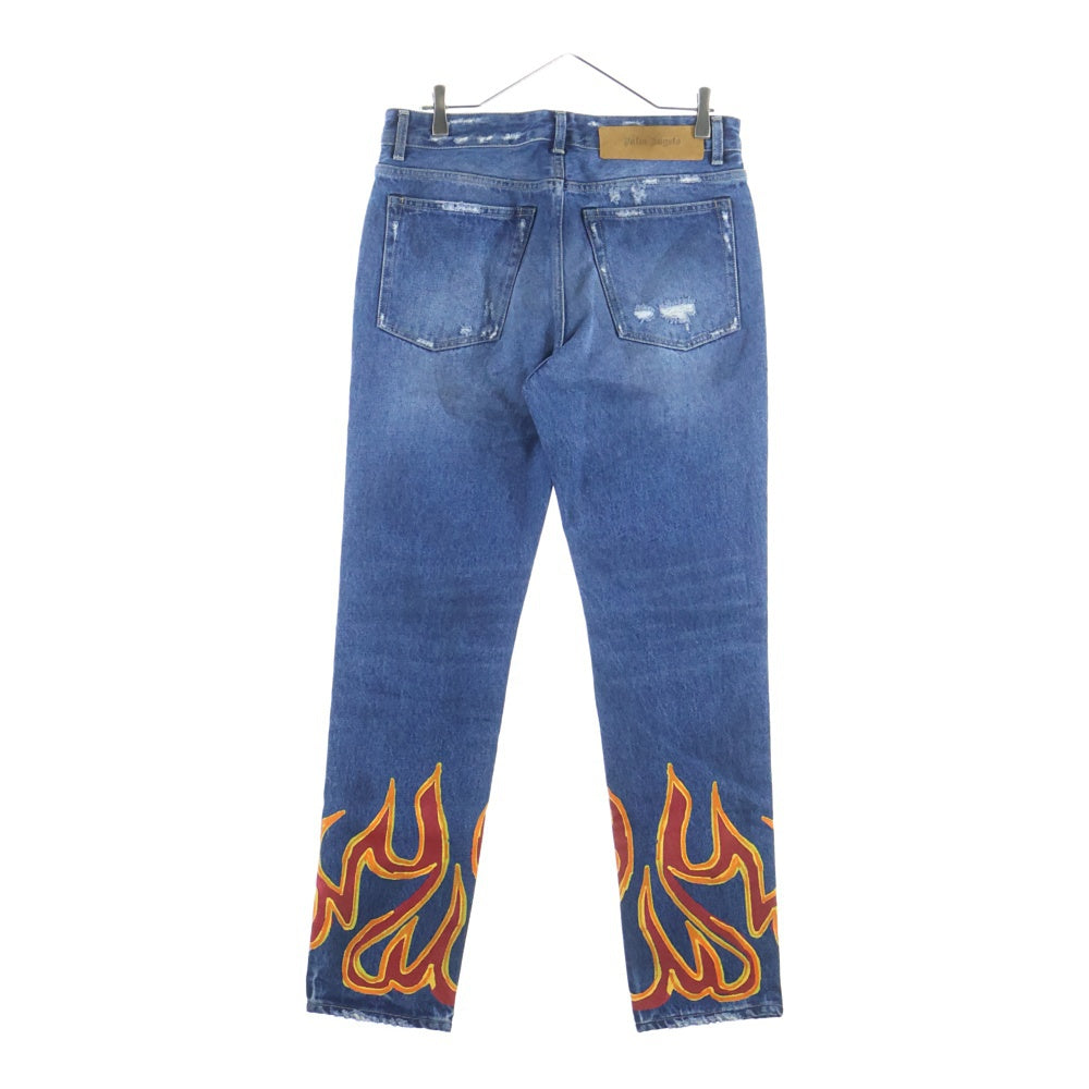 Palm Angels(パームエンジェルス) 22AW Flame Print Regular Jeans フレイムプリント レギュラー デニムパンツ ジーンズ インディゴ PMYA012F22DEN007