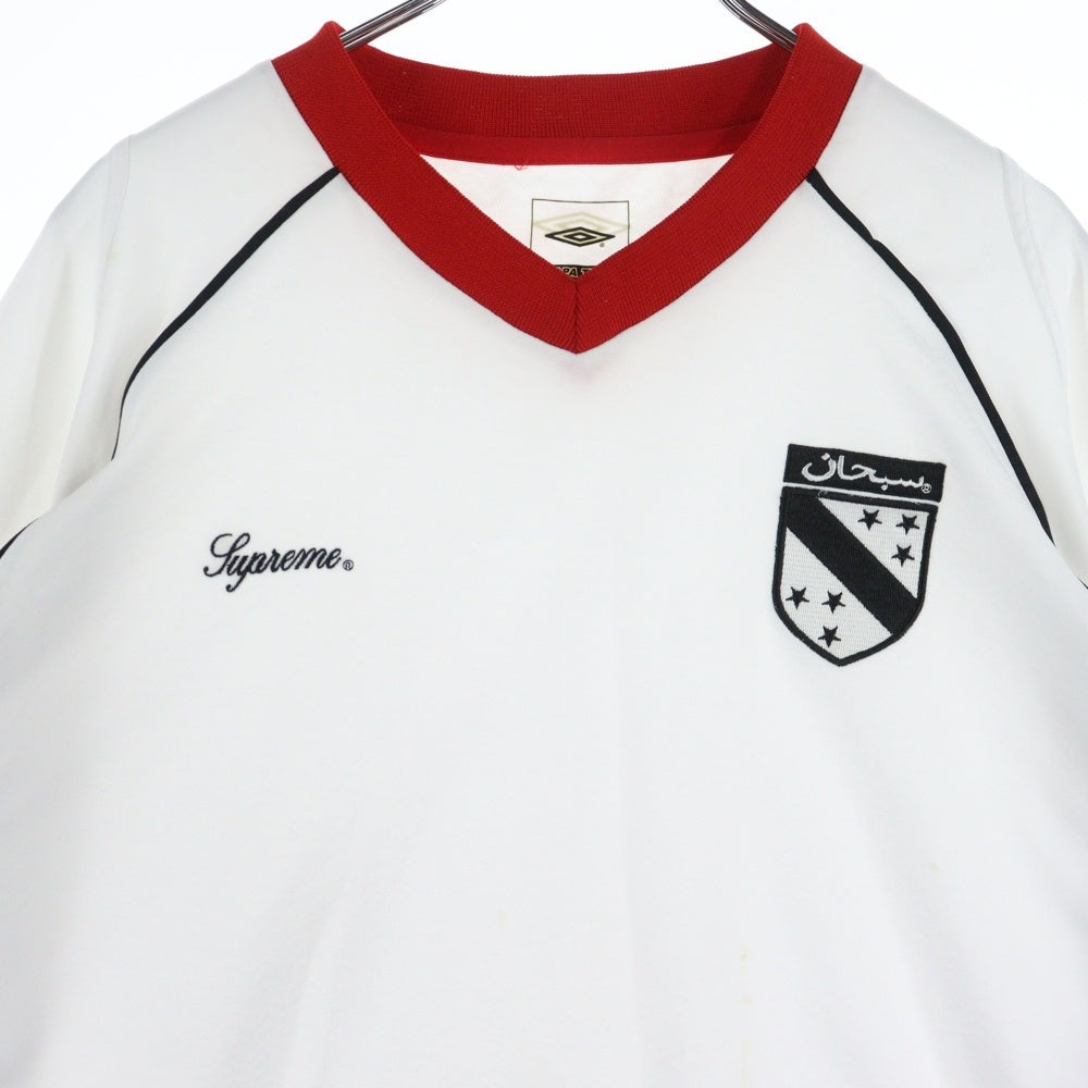 SUPREME(シュプリーム) ×UMBRO SOCCER JERSEY L/S TEE アンブロ アラビアロゴ刺繍 サッカーシャツ 長袖Tシャツ ホワイト
