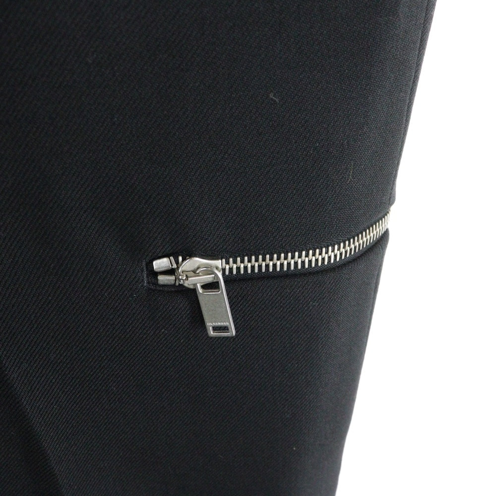 JIL SANDER(ジルサンダー) 21AW Wool Gabardine Trousers ウールギャバジン ジップポケットトラウザーズ パンツ スラックス ブラック JSMT310201 MT20100012