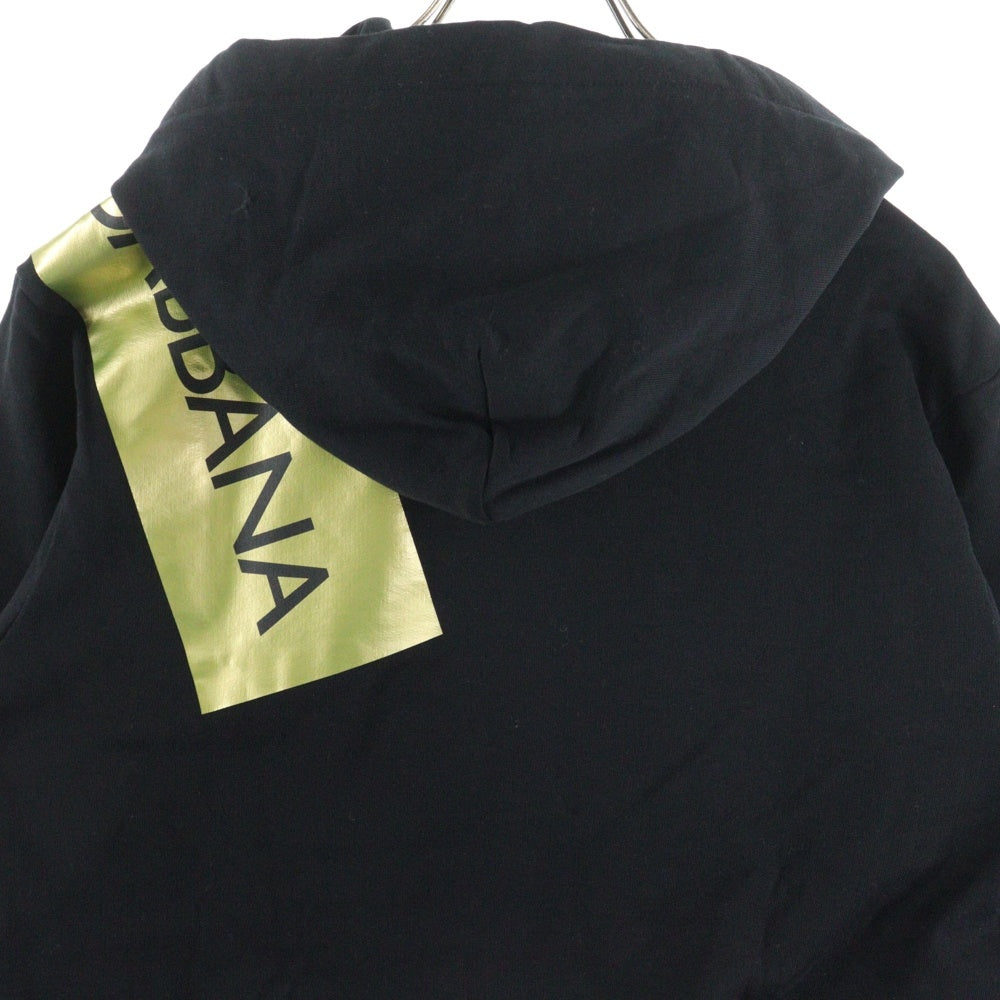 DOLCE & GABBANA(ドルチェアンドガッバーナ) ボックスロゴ テープ プリント プルオーバーパーカー フーディー ブラック G9JQ3T/G7QSO