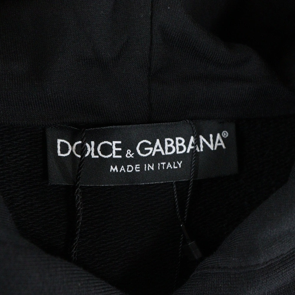 DOLCE & GABBANA(ドルチェアンドガッバーナ) ボックスロゴ テープ プリント プルオーバーパーカー フーディー ブラック G9JQ3T/G7QSO