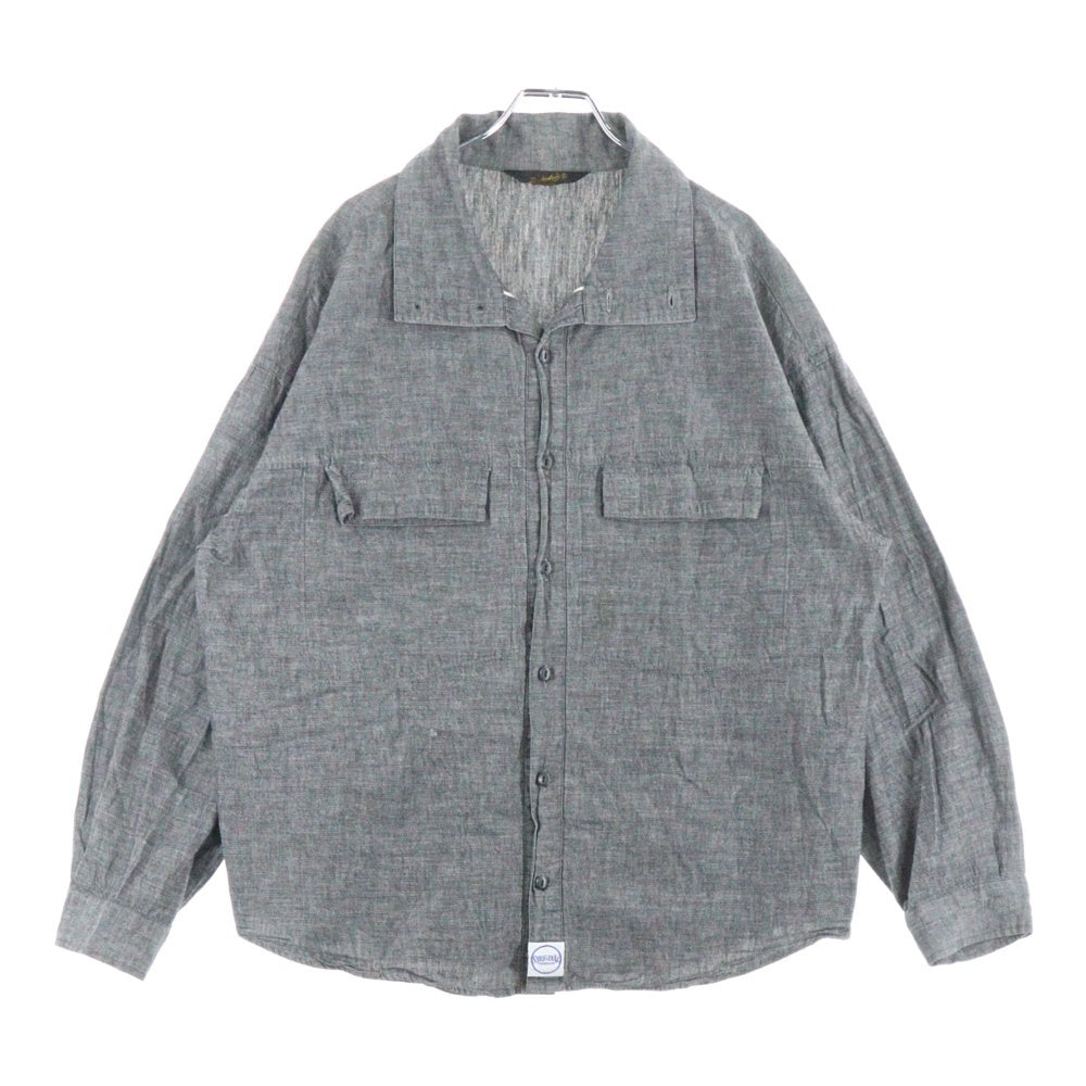 TENDERLOIN(テンダーロイン) ハイネック シャンブレーシャツ 長袖シャツ グレー