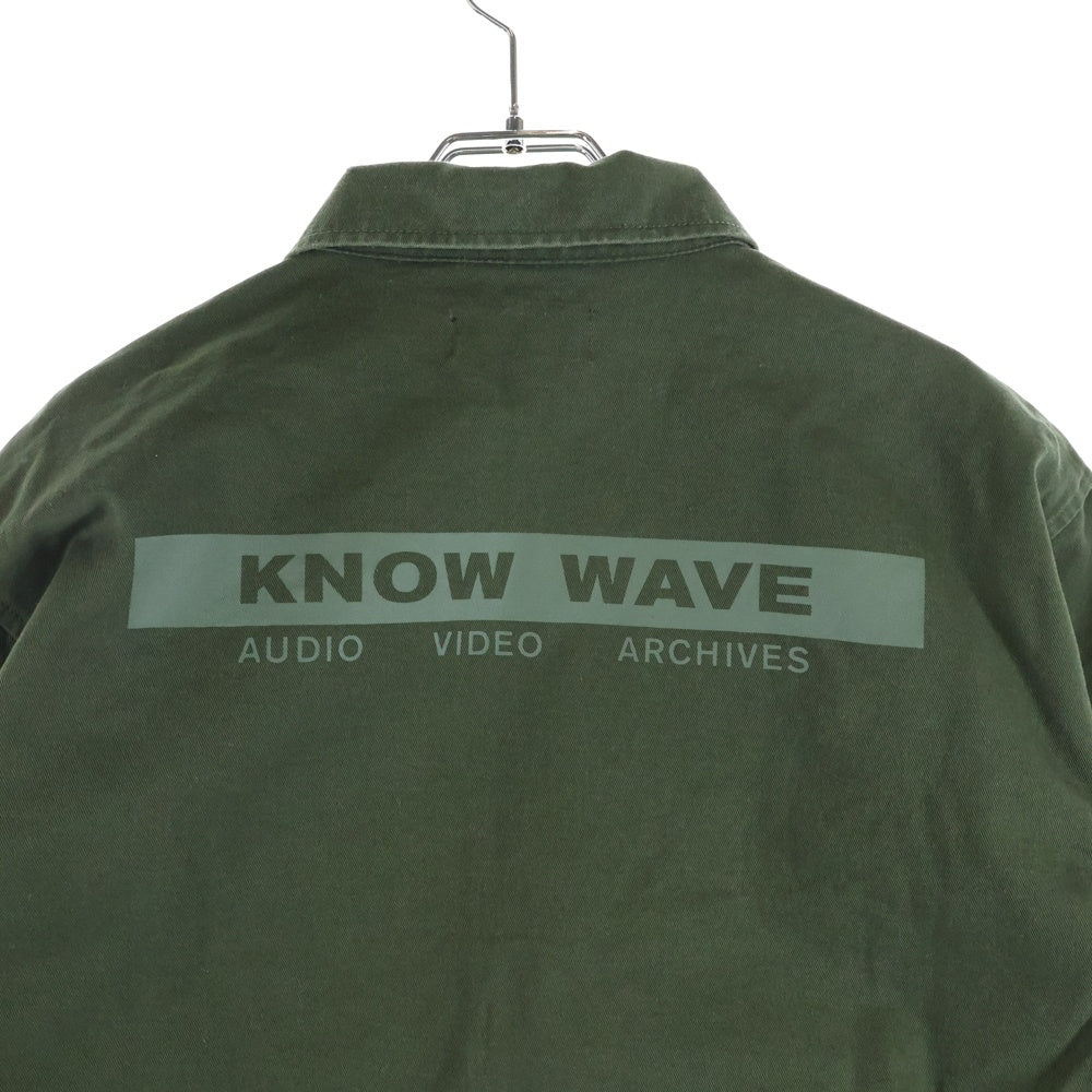 KNOW WAVE(ノウウェイブ) 胸ポケット ワークシャツ 長袖シャツ カーキ