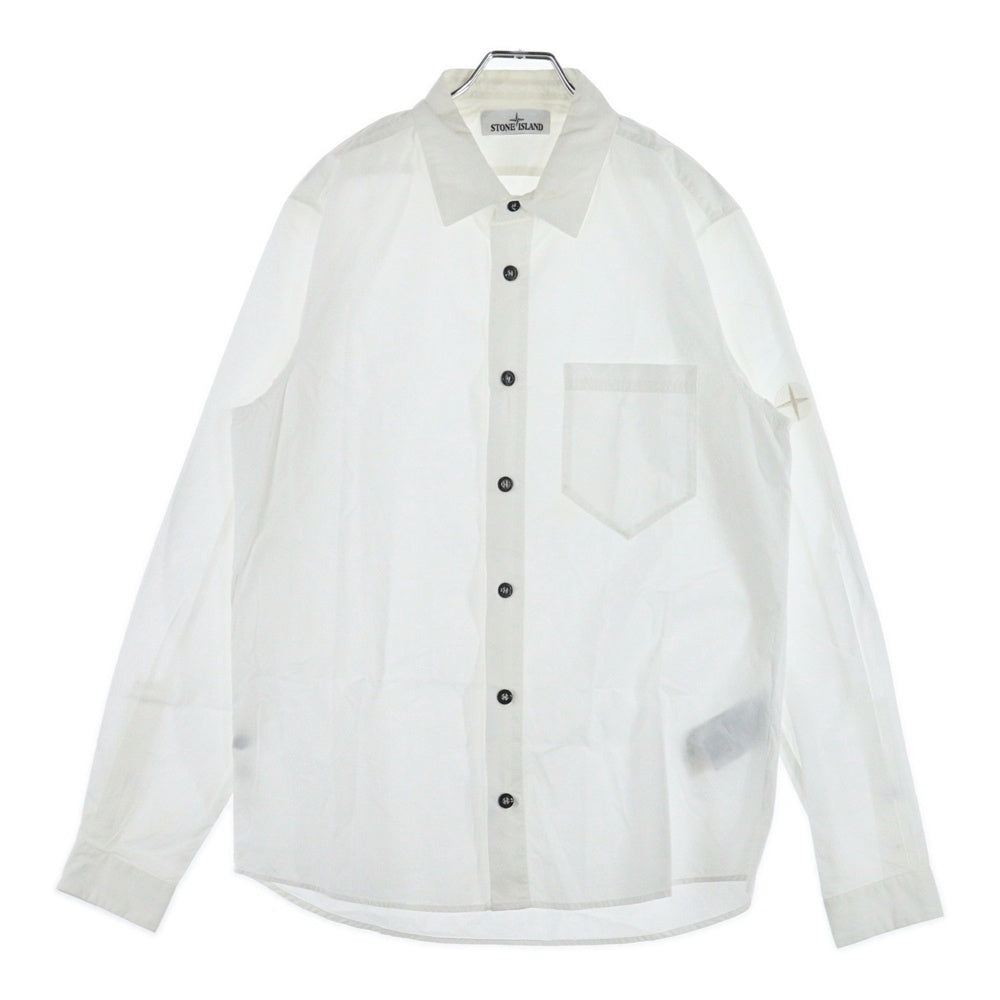 STONE ISLAND(ストーンアイランド) Embroidered Logo Shirt アームロゴ刺繍 長袖シャツ ホワイト 691512501